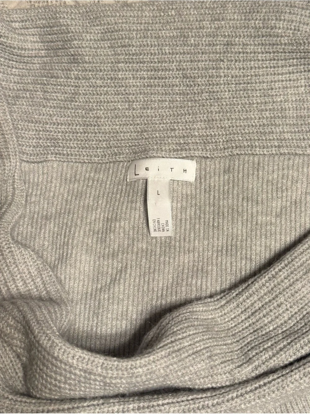 Leith Light Gray Off-the-Shoulder Ribbed Sweater - Picture 3 of 5
